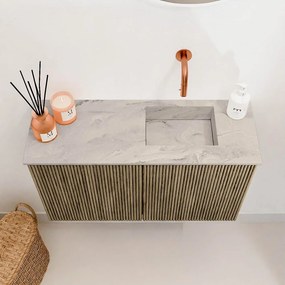 Mondiaz Joya DLux 70cm toiletmeubel dusk met wastafel faye rechts zonder kraangat glace