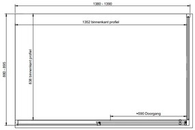 van Rijn ST06 douchecabine met 140cm softclose deur en helder glas chroom 140x90cm