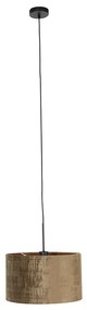 Stoffen Moderne hanglamp zwart met kap bruin 35 cm - Combi Modern E27 Scandinavisch Binnenverlichting Lamp