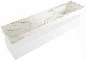 Mondiaz Alan DLux badmeubel 200cm talc 2 lades met wastafel frappe rechts zonder kraangat