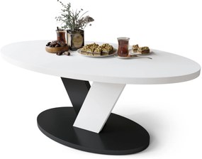 LOVA Wit/Zwart - OVALE SALONTAFEL 110x60 cm MODERNE KOFFIETAFEL