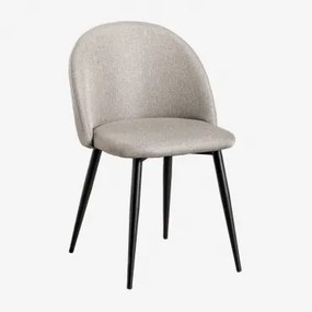 Set Van 2 Eetkamerstoelen Kana Zwart & Linnen Bruin - Mokka - Sklum