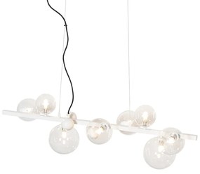Eettafel / Eetkamer Art Deco hanglamp wit met helder glas 8-lichts - David Art Deco G9 Binnenverlichting Lamp