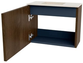 Mondiaz Joya DLux 50cm toiletmeubel walnut met wastafel faye links 1 kraangat meli