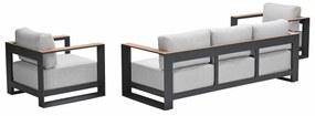 Garden Impressions Malakka loungeset 3 - delig carbon black/valley sand/light teaklook