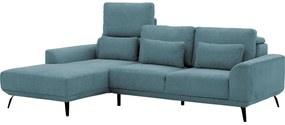 Goossens Excellent Bank Princess blauw, stof, 3-zits, elegant chic met chaise longue links