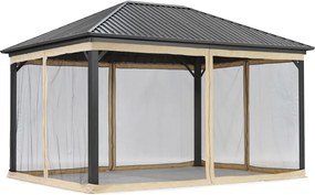 Metalen tuinhuis Sardinië met klamboe 3x4 Garden Point beige