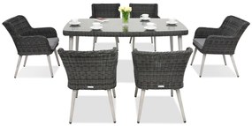 Exclusieve dining tuinset van kunststof rotan Córdoba antraciet voor 6 personen Garden Point