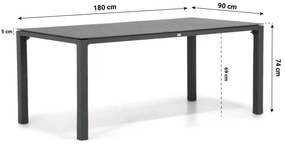 Tuinset 4 personen 180 cm Aluminium/textileen Grijs Presto Donato/Pallazo