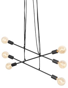 Moderne hanglamp zwart 80 cm 6-lichts - Sydney