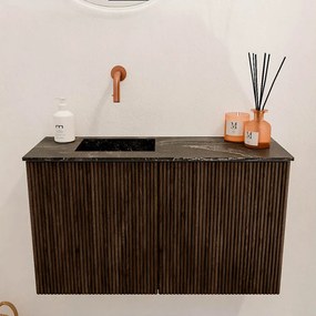 Mondiaz Joya DLux 70cm toiletmeubel walnut met wastafel faye links zonder kraangat lava
