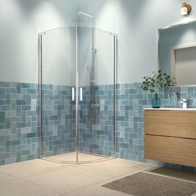 Sealskin Inc. Tweedelige kwartronde douchecabine 100x100x200cm 8mm helder veiligheidsglas met antikalklaag Zilver hoogglans CXI6410C6265100