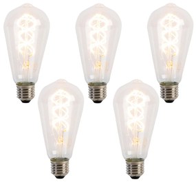 Set van 5 E27 LED lampen spiraal filament ST64 5W 400 lm 2200K