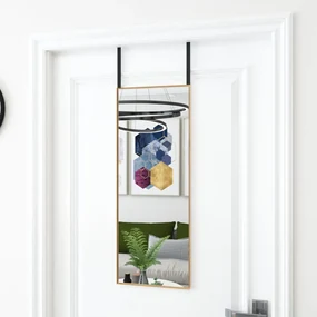 vidaXL Deurspiegel 30x80 cm glas en aluminium goudkleurig
