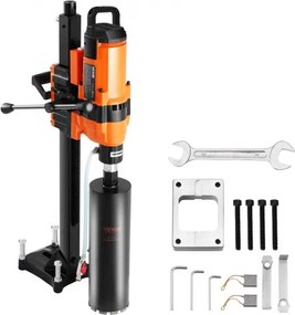 VEVOR Kernboormachine Diamantkernboormachine met boordiameter 2-30 cm met statief en kernboormachine, 3500 W Robuuste betonkernboormachine, natte en droge toepassing voor betonstenen