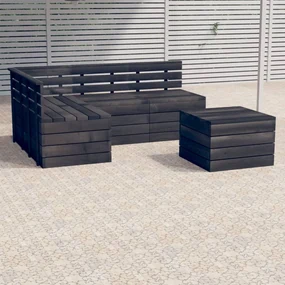 vidaXL 5-delige Loungeset pallet massief grenenhout donkergrijs