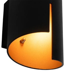 Moderne wandlamp zwart met gouden binnenkant - Faldo Modern G9 cilinder / rond Binnenverlichting Lamp