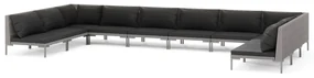 vidaXL 10-delige Loungeset met kussens poly rattan donkergrijs