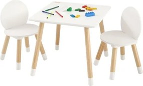 VEVOR Kinderzitgroep, kindertafel, 2 kinderstoelen, 1 tafel, kinderzitgroep van grenenhout, kindertafelset, stabiel kindermeubilair, zitmeubelen voor kinderen, meisjes, jongens, speelkamer, kindermeubelset, wit