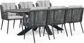 Tuinset 6 personen 240 cm Rope Grijs Lifestyle Garden Furniture Tivoli/Voyage