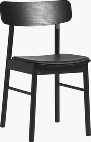 Eetkamerstoelen Soma van eikenhout met leren zitvlak, 2-delig