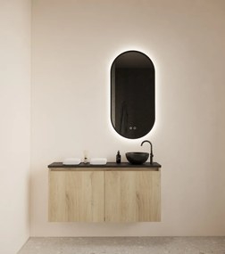 Gliss Design Echo toiletmeubel 100cm evoke eiken met toppaneel zwart mat
