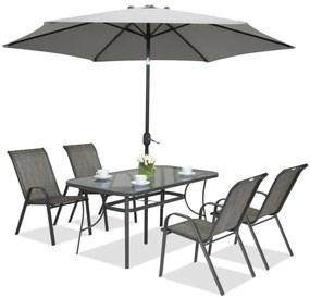 Metalen tuinmeubelen Modena grijs voor 4 personen Garden Point