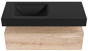 Zaro Alan badmeubel 110cm washed oak 1 lade met vrijhangende wastafel cloud links zonder kraangat urban