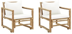 vidaXL Tuinstoelen 2 st met kussens bamboe