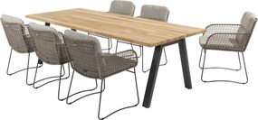 4 Seasons Outdoor Aprilla tuinset pure met Ambassador tafel met teak blad 240 x 100 cm * Sale * Tuinset houtkleur weerbestendig