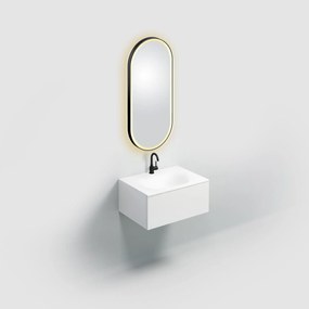Clou Look at Me ovale spiegel met satijnrand en LED-verlichting 45x100cm zwart mat