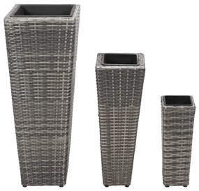 vidaXL Plantenbakken verhoogd 3 st poly rattan grijs