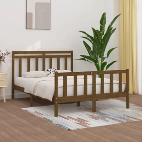 vidaXL Bedframe massief grenenhout honingbruin 160x200 cm
