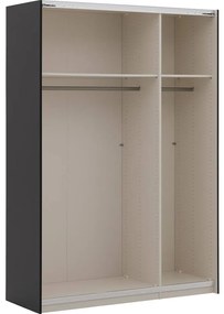 Goossens Kledingkast Easy Storage Sdk, 153 cm breed, 220 cm hoog, 1x 3 paneel glas schuifdeur li en 1x 3 paneel spiegel schuifdeur re