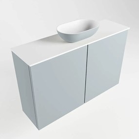 Mondiaz Fowy toiletmeubel 80cm clay met lichtgrijze waskom midden zonder kraangat