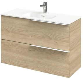 Tiger Pocket badkamermeubel 100cm naturel eiken met mat witte grepen