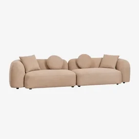 2-delige Modulaire Bank In Coco Chenille Latte Bruin Dikke Chenille - Sklum