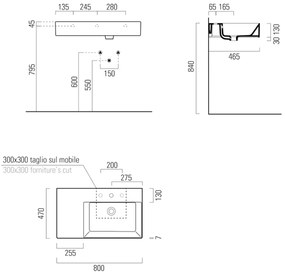 Sapho Kube X wastafel keramiek met plateau links 80x47cm wit