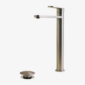 Alameda Messing Wastafelkraanset En Orveta Rvs En Messing Click-clack Wastafelafvoerventielset Grijs – Chroom & ↑30 Cm & Klep Met Overloop - Sklum