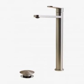 Alameda Wastafelkraanset Van Messing En Orveta Click-clack Wastafelafvoer Van Roestvrij Staal En Messing. ↑30 Cm & Klep Met Overloop & Geborsteld Grij