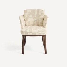 Tafelfauteuil, walnoot en jacquard stof, JABOTE