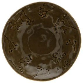 Gebaksbordje, steengoed, donkergroen,Ø17 X 2 cm