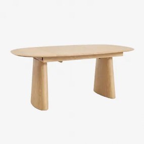 Uitklapbare Ovale Eettafel Van Mdf En Essenfineer Nuveta Natuurlijk Hout & 180-240x110 Cm - Sklum