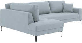 Goossens Bank Coco blauw, stof, 2,5-zits, stijlvol landelijk met ligelement links