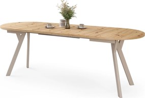 Mazzoni ALMO Artisan Eiken / kasjmier poten - OVALE UITSCHUIFTAFEL 120-220 cm VOOR 10-12 PERSONEN