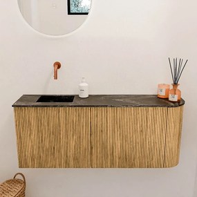 Mondiaz Joya DLux 100cm toiletmeubel ronding rechts oak met wastafel faye links zonder kraangat lava