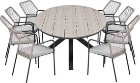 Garden Impressions Ross tuinset sand 9-delig - Tulli tuintafel ovaal 280x140 cm
