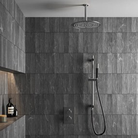 Saniclear Exclusive Pro inbouw regendouche 20cm met plafondarm, glijstang en staafhanddouche RVS