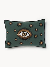 Handgeborduurde katoenen kussenhoes Eye