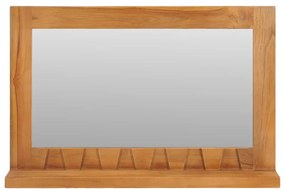 vidaXL Wandspiegel met schap 60x12x40 cm massief teakhout